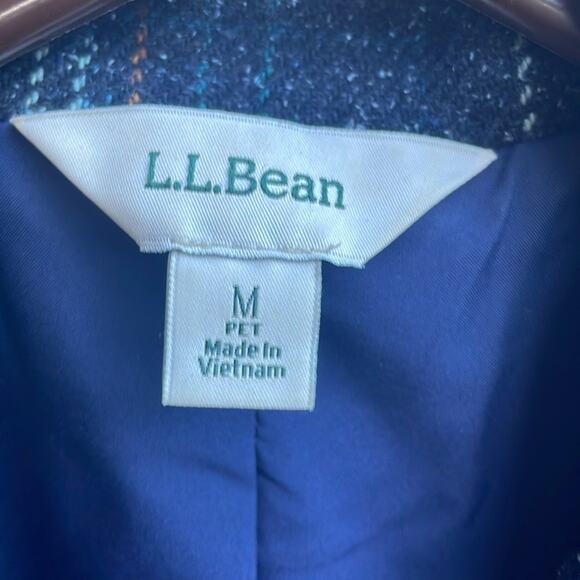 LL Bean Plaid Boxy Jacket Wool Blend Petite Medium - Picture 2 of 7